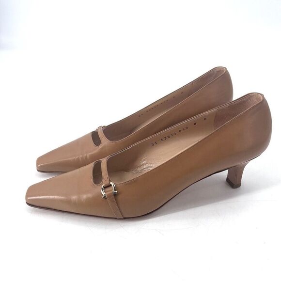 Salvatore Ferragamo Raffaella Brown Kitten Heel Square Toe Pumps Heels - Picture 3 of 13